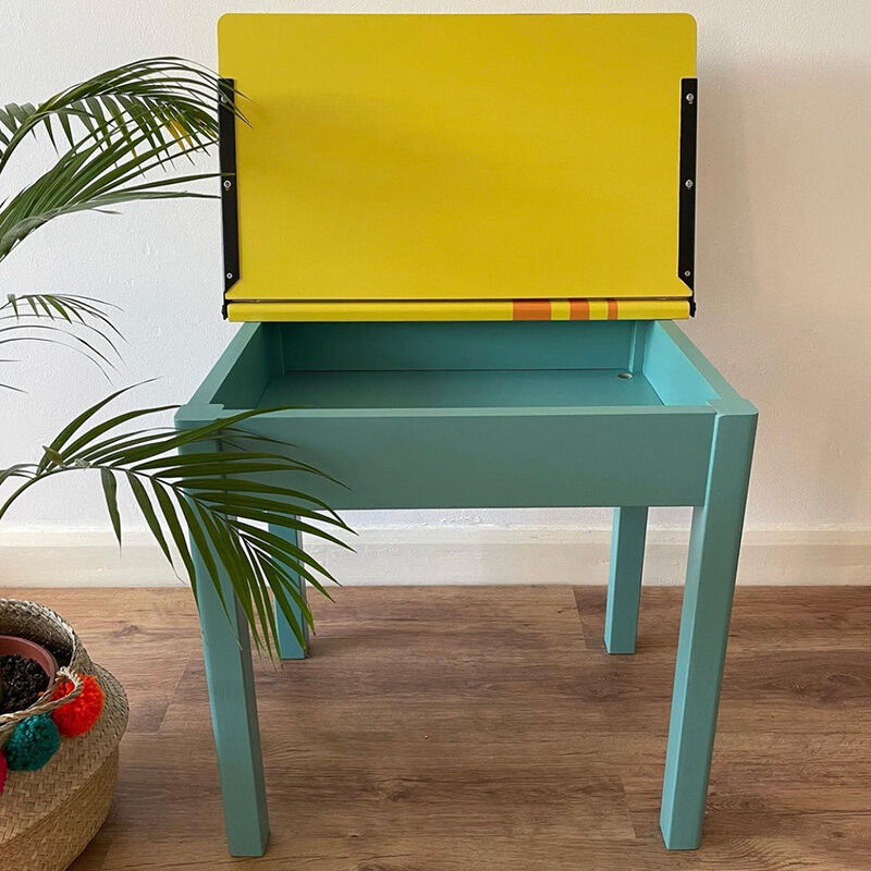Retro Kids Desk - Yellow Orange Stripe