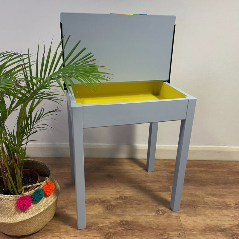 old fashioned school desk - rainbow